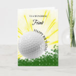 Tarjeta de cumpleaños de Friend Golfer<br><div class="desc">¡Dale a tu amigo amante del golf una tarjeta de golf con un tema de golf explosivo! Una bola de golf que se disparó con las palabras 'A un amigo maravilloso'.</div>