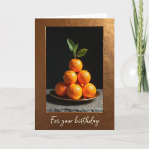 Tarjeta de cumpleaños de fruta naranja alegre