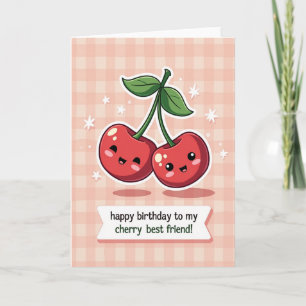 Tarjeta de cumpleaños de frutas a cuadros