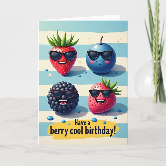 Tarjeta de cumpleaños de frutas alegres (Anverso)