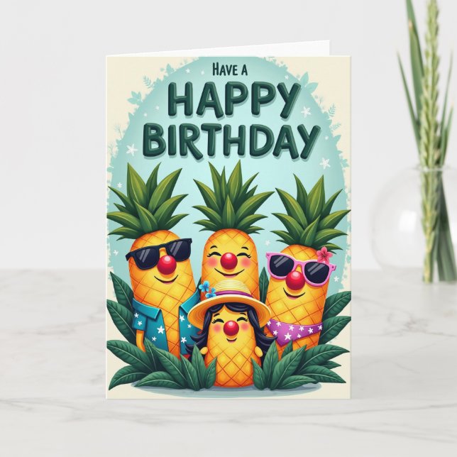 Tarjeta de cumpleaños de frutas caprichosas (Anverso)