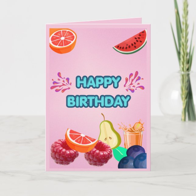 Tarjeta de cumpleaños de frutas coloridas (Anverso)