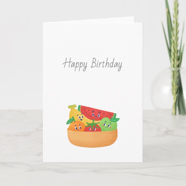 Tarjeta de cumpleaños de frutas divertidas (Anverso)