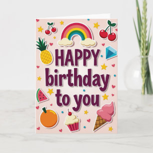 Tarjeta de cumpleaños de frutas vívidas
