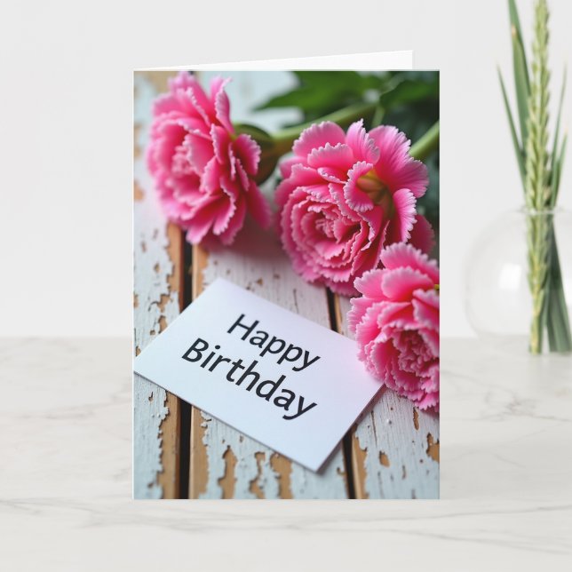 Tarjeta de cumpleaños de fucsia arrugada (Anverso)