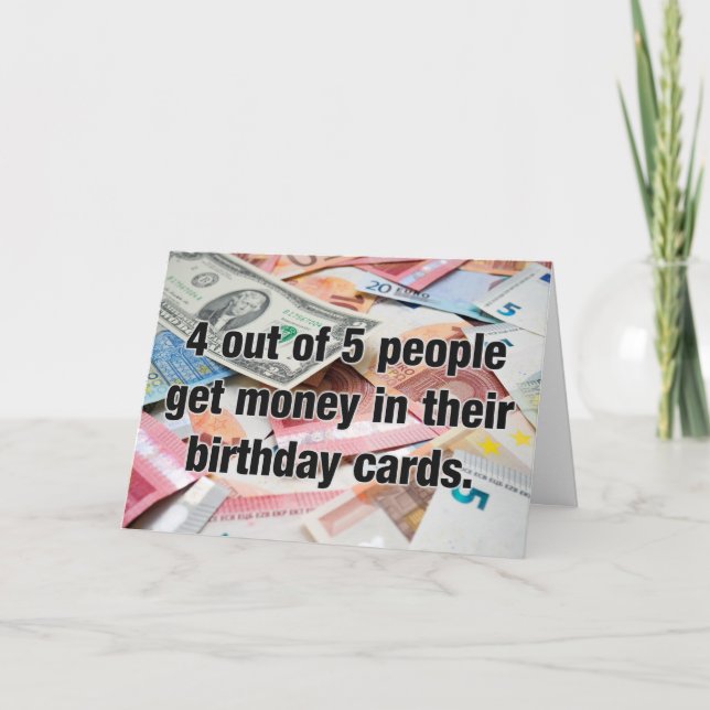 Tarjeta de cumpleaños de Funny Money (Anverso)