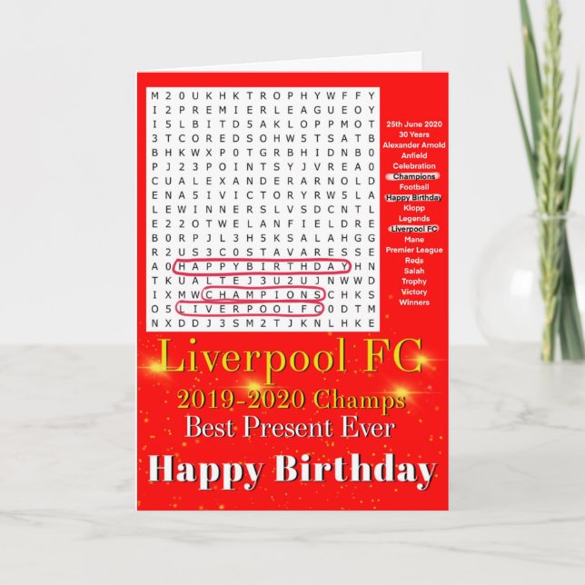 Tarjeta de cumpleaños de fútbol Liverpool (Anverso)