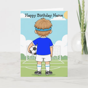 Tarjeta de cumpleaños de fútbol para niño lindo