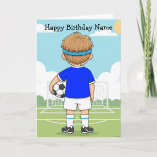 Tarjeta de cumpleaños de fútbol para niño lindo