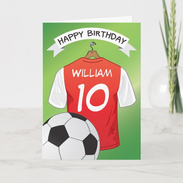 Tarjeta de Cumpleaños de Fútbol Personalizada con  (Anverso)