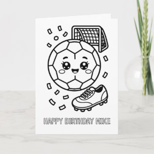 tarjeta de cumpleaños de fútbol plegable para colo