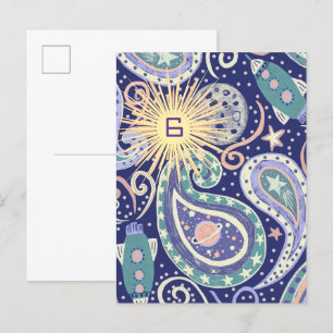 Tarjeta de cumpleaños de galaxia espacial retro