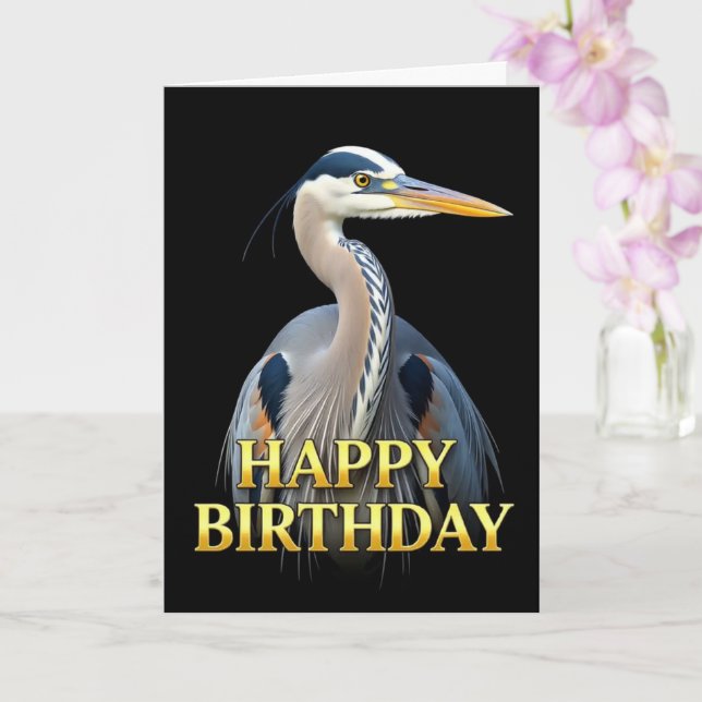TARJETA DE CUMPLEAÑOS DE GARZA PRIMER PLANO DISTIN (Orquídea)