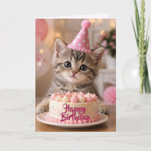 Tarjeta de cumpleaños de gatito