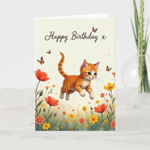 Tarjeta de cumpleaños de gatito a rayas
