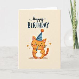 Tarjeta de cumpleaños de gatito alegre