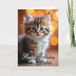 Tarjeta de cumpleaños de gatito de ojos azules