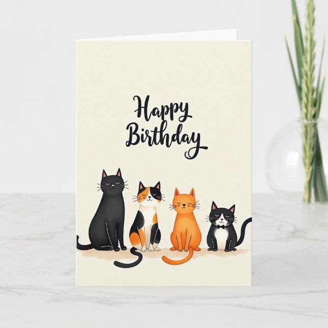 Tarjeta de cumpleaños de gatito dulce (Anverso)