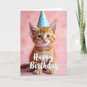 Tarjeta de cumpleaños de gatito jengibre