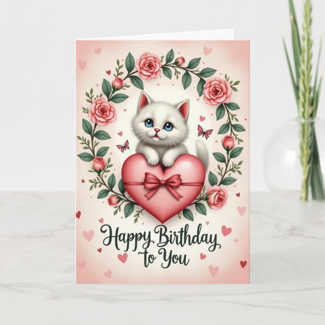 Tarjeta de cumpleaños de gatito zafiro (Anverso)