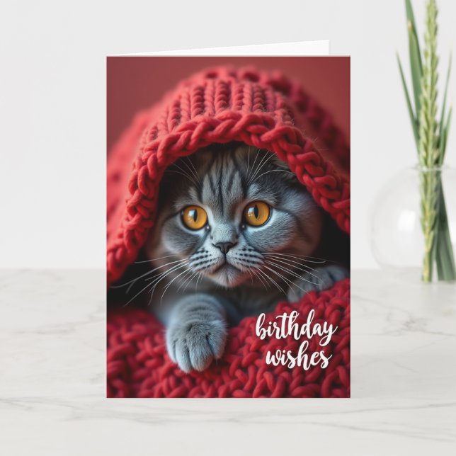 Tarjeta de cumpleaños de gato a rayas dulce (Anverso)