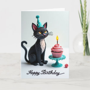 Tarjeta de cumpleaños de gato adorable