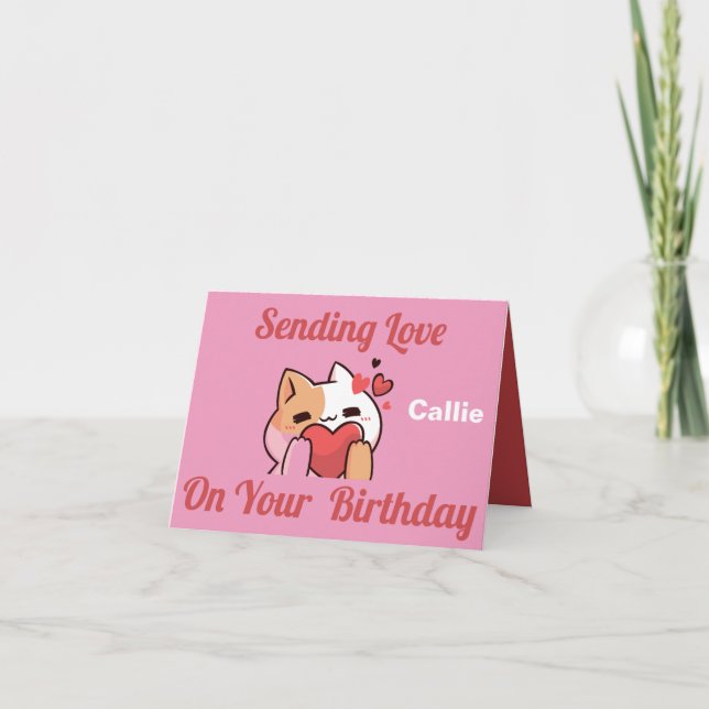 TARJETA DE CUMPLEAÑOS DE GATO ADORABLE (Anverso)