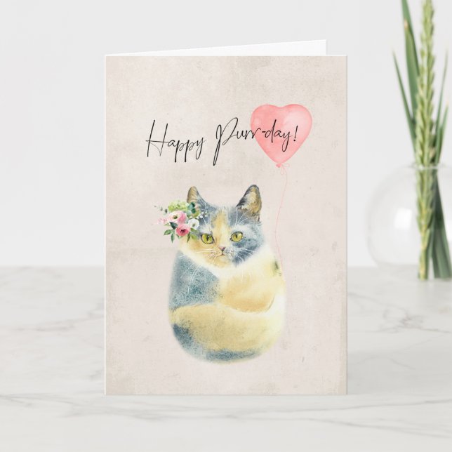 tarjeta de cumpleaños de gato adorable día de ronr (Anverso)