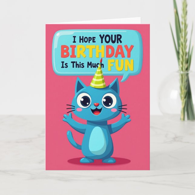 Tarjeta de cumpleaños de gato alegre (Anverso)