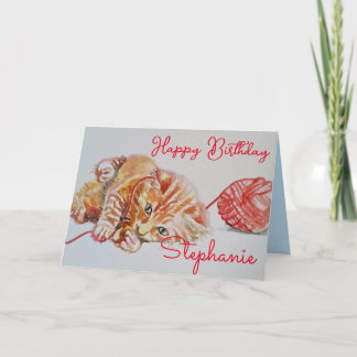 Tarjeta de cumpleaños de gato atigrado jengibre li