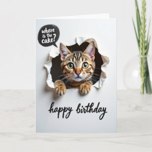 Tarjeta de cumpleaños de gato atigrado juguetón