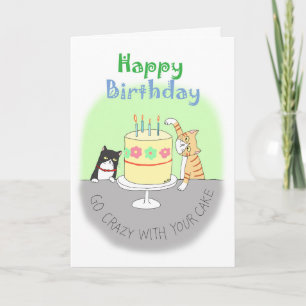 Tarjeta de cumpleaños de gato atigrado naranja y g