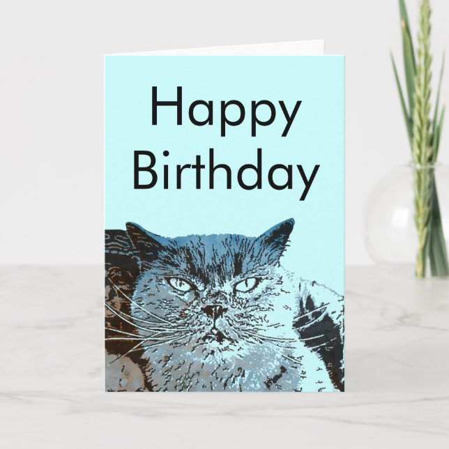 Tarjeta de cumpleaños de gato azul británico (Anverso)