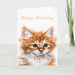 Tarjeta de cumpleaños de gato bebé lindo con texto