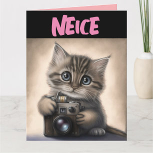 TARJETA DE CUMPLEAÑOS DE GATO BONITO PARA SOBRINA