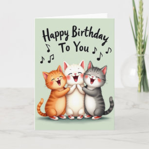 Tarjeta de cumpleaños de gato cantando