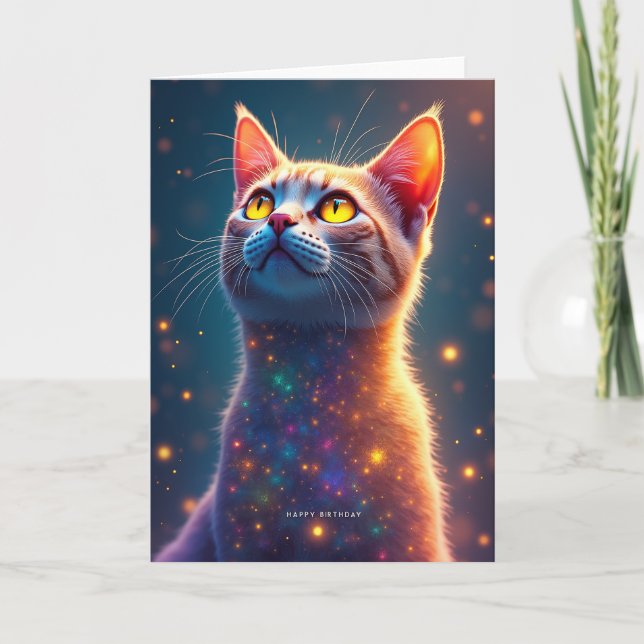 Tarjeta de cumpleaños de gato celestial (Anverso)