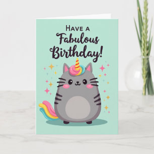 Tarjeta de cumpleaños de gato con cuernos