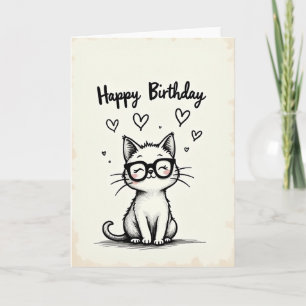 Tarjeta de cumpleaños de gato con gafas