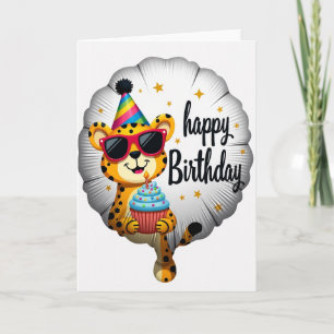 Tarjeta de cumpleaños de gato con gafas de sol