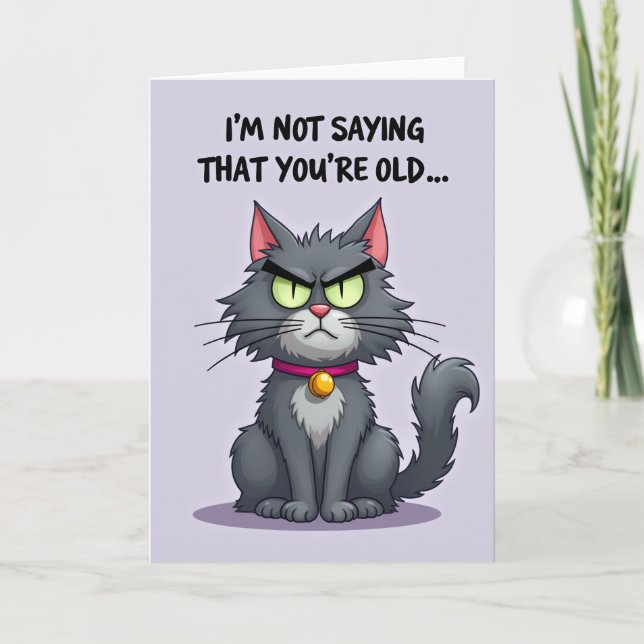 Tarjeta de cumpleaños de gato con ojos esmeralda (Anverso)