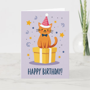 Tarjeta de cumpleaños de gato con regalo caprichos