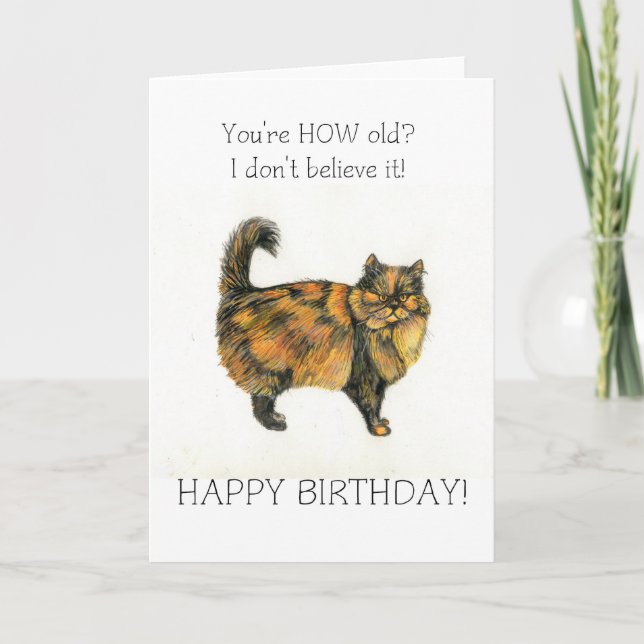 Tarjeta de cumpleaños de gato con tabby marrón (Anverso)