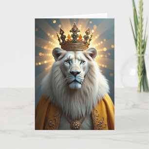 Tarjeta de cumpleaños de gato coronado