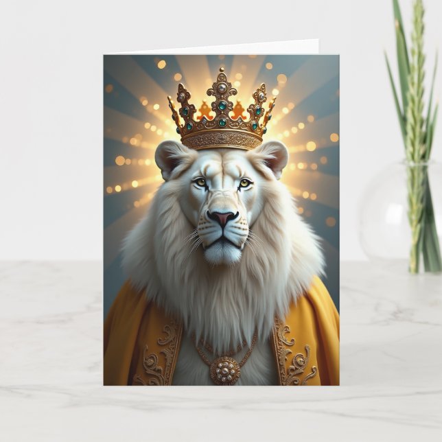 Tarjeta de cumpleaños de gato coronado (Anverso)