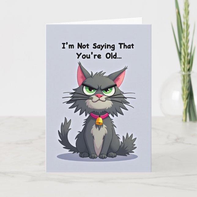 Tarjeta de cumpleaños de gato de dibujos animados (Anverso)