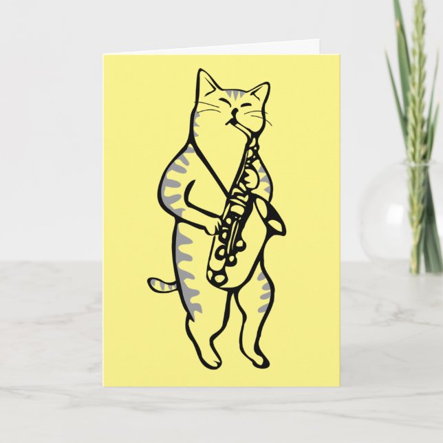 TARJETA DE CUMPLEAÑOS DE GATO DE JAZZ (Anverso)