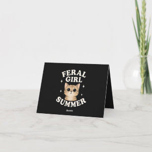 Tarjeta de cumpleaños de gato de verano de niña sa
