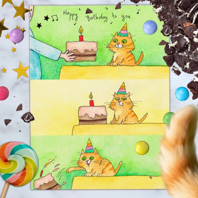 Tarjeta de cumpleaños de gato divertida  (Subido por el creador)