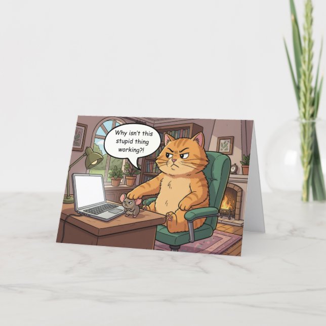 Tarjeta de Cumpleaños de Gato Divertida (Anverso)